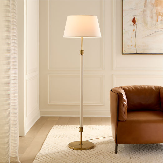 Viator Wrapped White Leather Floor Lamp