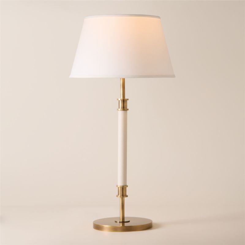 View Viator Wrapped White Leather Table Lamp details