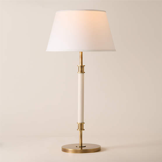 Viator Wrapped White Leather Table Lamp