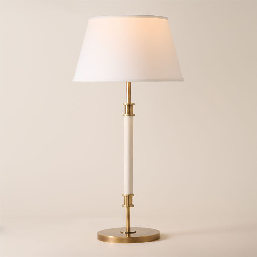 Viator Wrapped White Leather Table Lamp