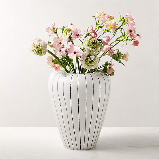 Vibrato Black and White Striped Ceramic Vase Tall