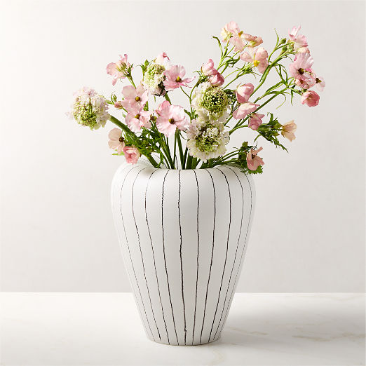 Vibrato Black and White Striped Ceramic Vase Tall