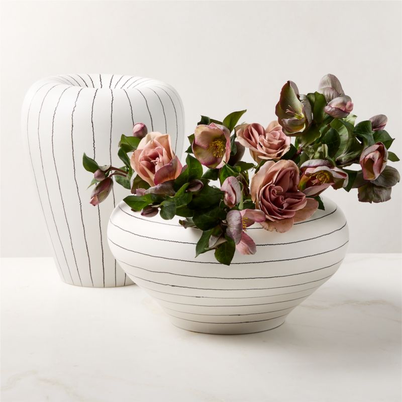 Vibrato Black and White Striped Ceramic Vase Tall - image 5 of 7