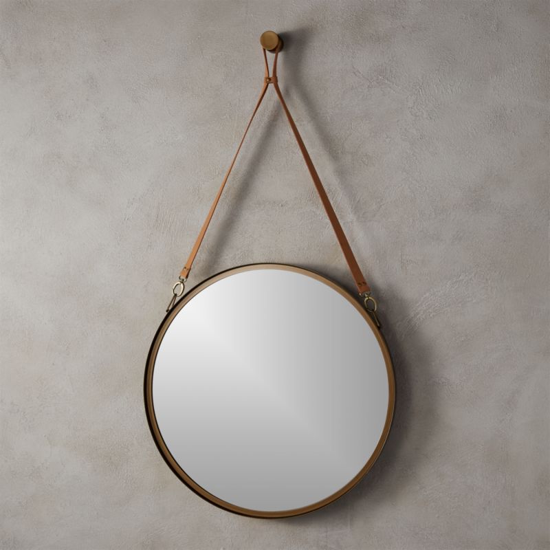 Brass Mirrors Cb2 Victor Leather 24 Mirror