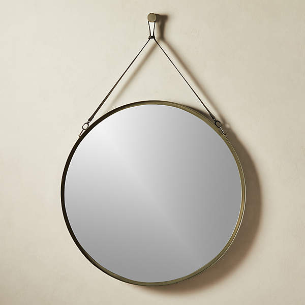 Victor Metal Leather Wall Mirror 36, Leather Wall Mirror