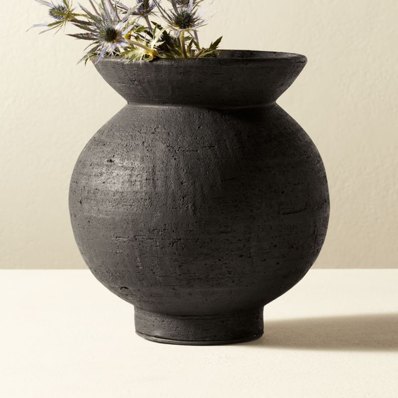 Victoria Modern Black Terracotta Vase + Reviews | CB2 Canada