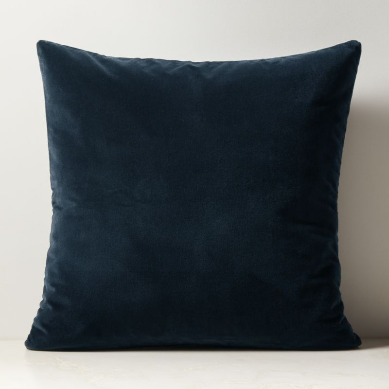 Vinette Blue Merino Wool and Velvet Throw Pillow with Down-Alternative Insert 23" - image 0 of 3