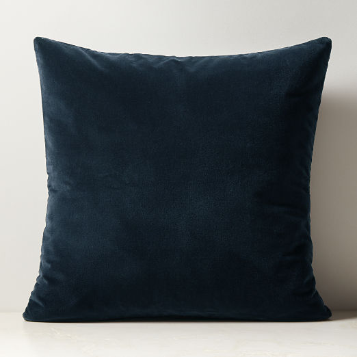 Vinette Blue Merino Wool and Velvet Throw Pillow with Feather-Down Insert 23"