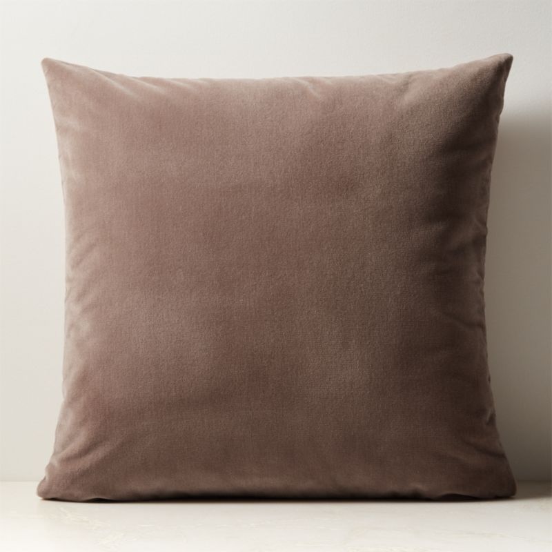 View Vinette Brown Merino Wool and Velvet Throw Pillow with Down-Alternative Insert 23"x23" details