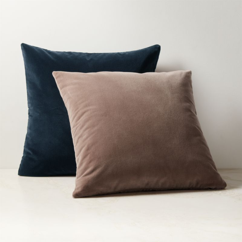 Vinette Blue Merino Wool and Velvet Throw Pillow with Down-Alternative Insert 23" - image 1 of 3