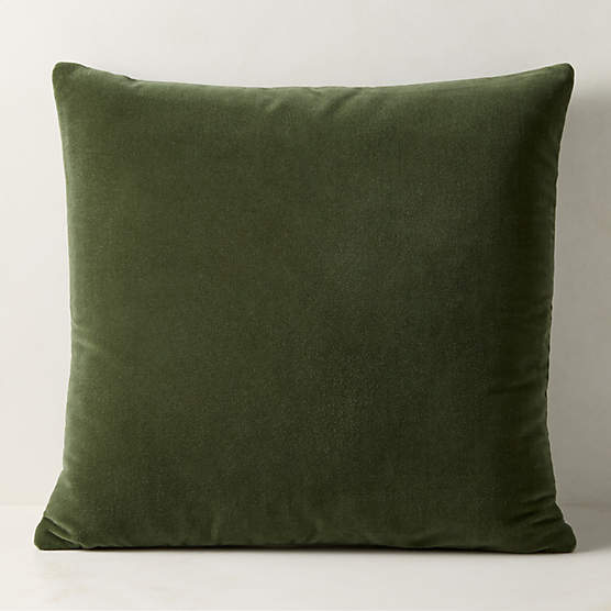 Vinette Smoked Green Merino Wool and Velvet Throw Pillow with Down-Alternative Insert 23"x23"