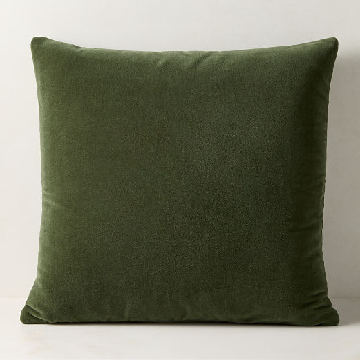 Vinette Smoked Green Merino Wool and Velvet Throw Pillow 23"x23"