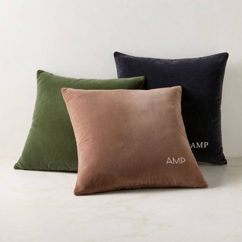 Vinette Smoked Green Merino Wool and Velvet Throw Pillow with Down-Alternative Insert 23"x23" - image 3 of 4