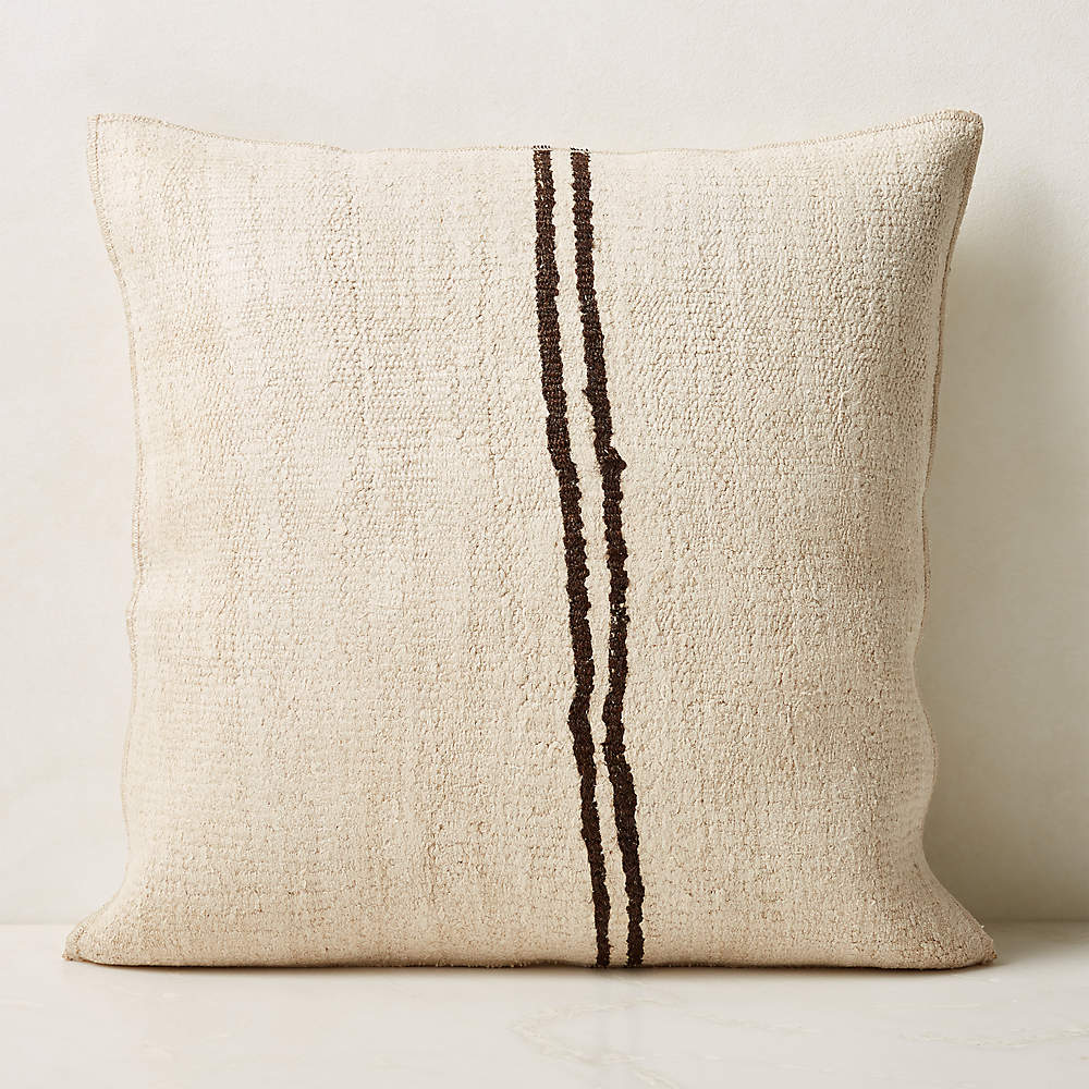 Vintage Striped Hemp Throw Pillow with Down Alternative Insert 23