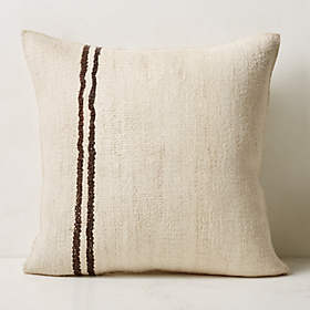 Handmade Seto Throw Pillow with Filler, Recycled Leather / Hemp