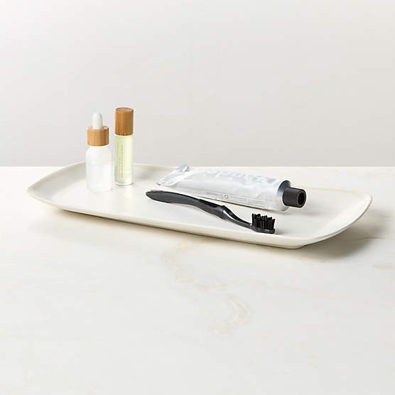 Violeta White Ceramic Vanity Tray