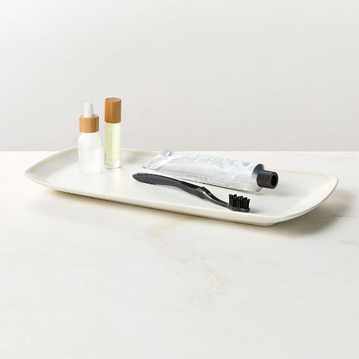 Violeta White Ceramic Vanity Tray