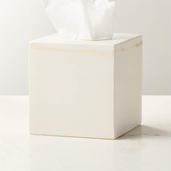 Violeta White Ceramic Tissue Box Cover