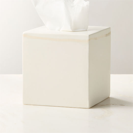 Violeta White Ceramic Tissue Box Cover