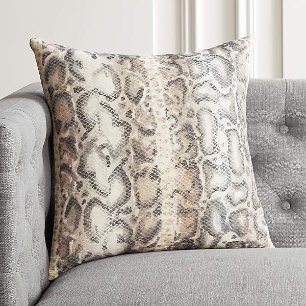 Viper Snakeskin Modern Throw Pillow with Feather Down Insert 18