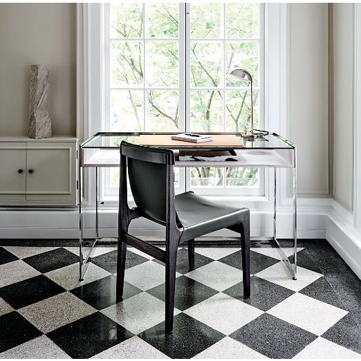 Burano Charcoal Grey Leather Sling Dining Chair