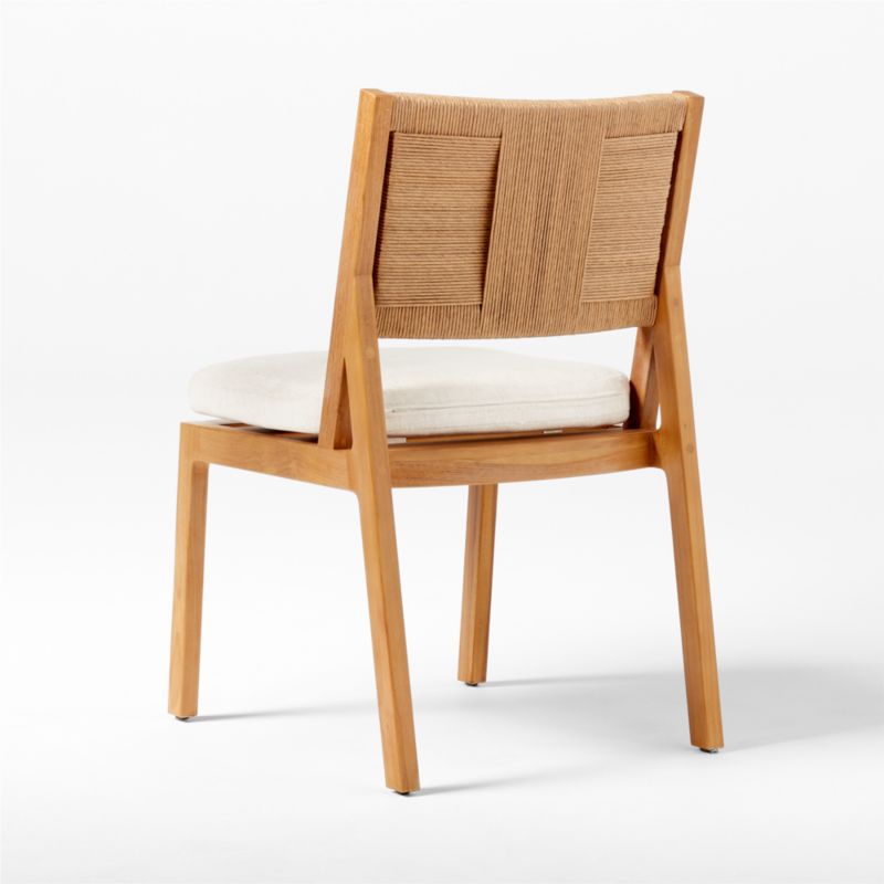 Roc Teak and Rattan Dining Chair with Ivory Sunbrella® Cushion - image 7 of 10