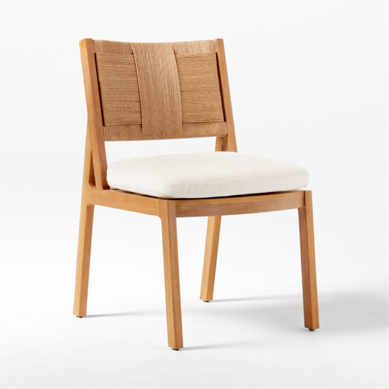 Roc Teak and Rattan Dining Chair with Ivory Sunbrella® Cushion - image 5 of 10