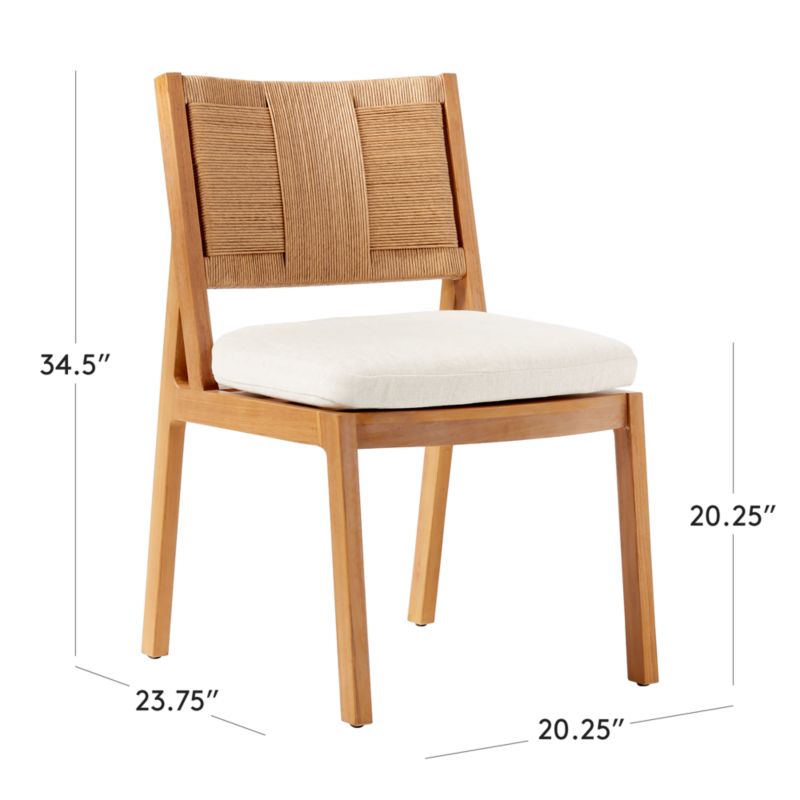 View Roc Teak and Rattan Dining Chair with Ivory Sunbrella® Cushion - image 3 of 10