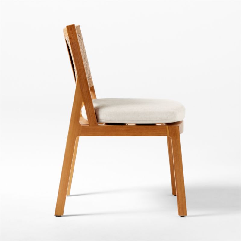 Roc Teak and Rattan Dining Chair with Ivory Sunbrella® Cushion - image 6 of 10