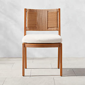 Roc Teak and Rattan Counter Stool with Ivory Sunbrella Cushion Reviews CB2