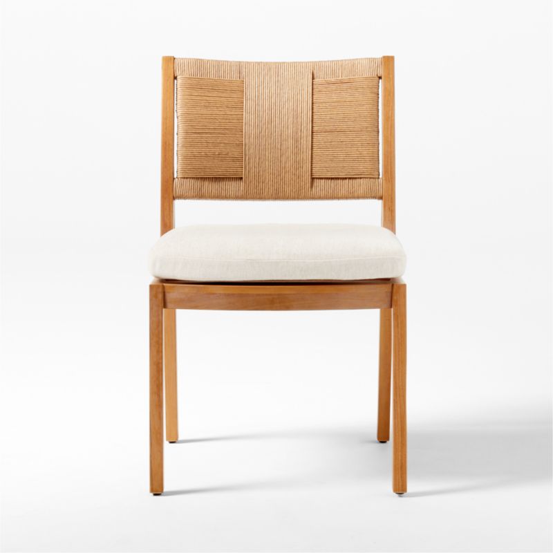 Roc Teak And Rattan Outdoor Dining Chair With Ivory Sunbrella Cushion By Ross Cassidy Reviews 7046