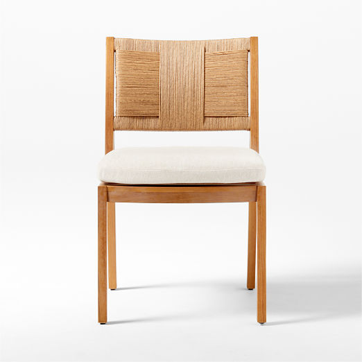 Roc Teak and Rattan Dining Chair with Ivory Sunbrella® Cushion