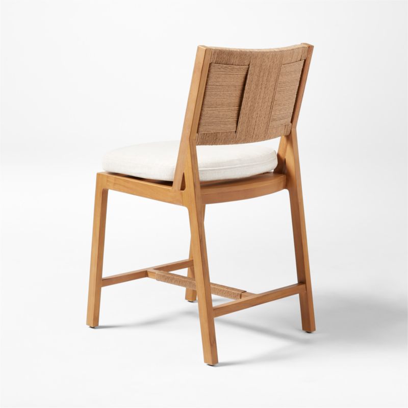 Roc Teak and Rattan Counter Stool with Ivory Sunbrella® Cushion - image 7 of 11