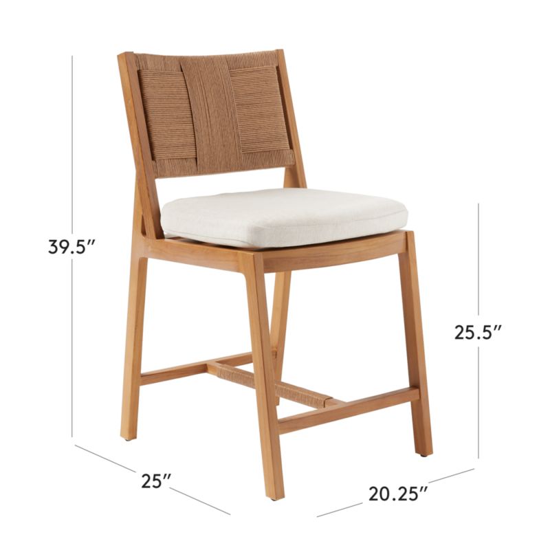 View Roc Teak and Rattan Counter Stool with Ivory Sunbrella® Cushion - image 3 of 11