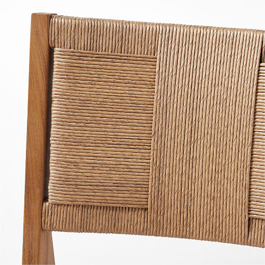 Roc Teak and Rattan Counter Stool with Ivory Sunbrella® Cushion by Ross Cassidy