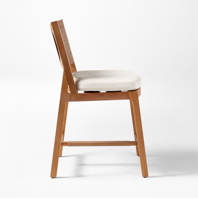 Roc Teak and Rattan Counter Stool with Ivory Sunbrella® Cushion - image 6 of 11