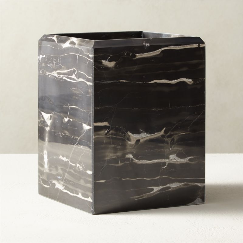 View Vivienne Silver Dragon Marble Wastebasket details