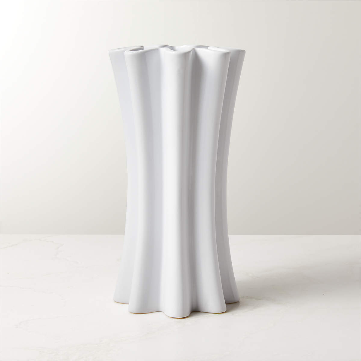 Vix White Fluted Vase CB2 Canada