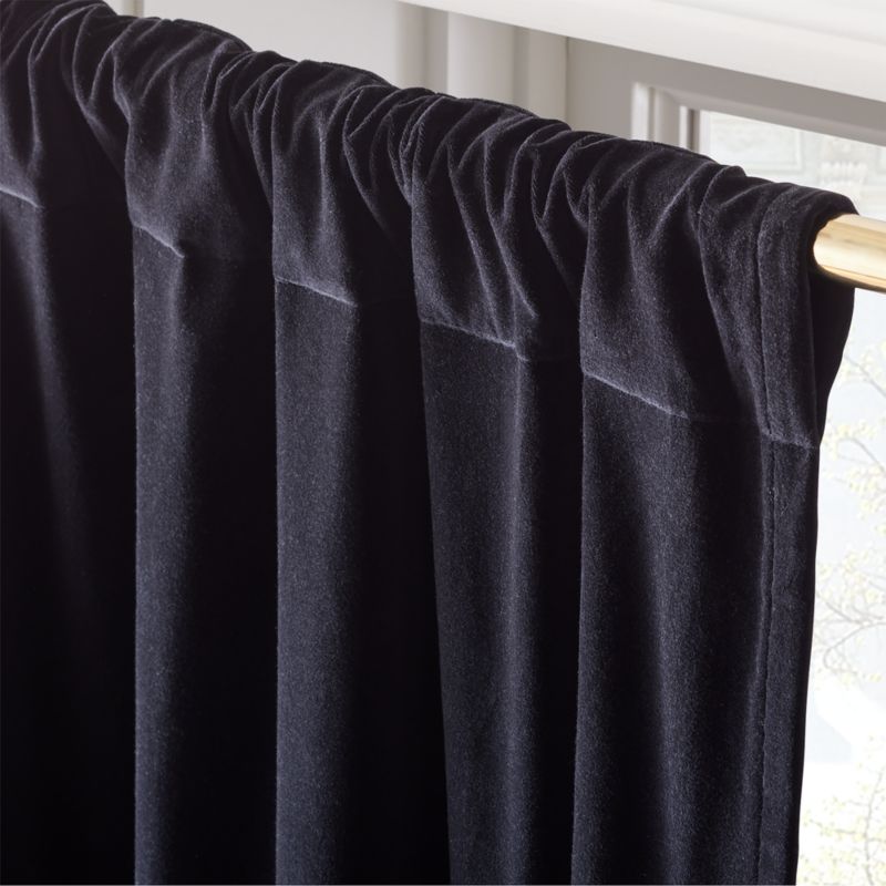 Black Organic Cotton Velvet Window Curtain Panel 48"x84'' - image 3 of 6