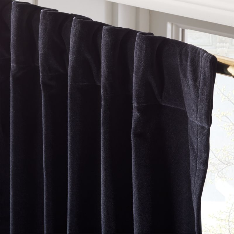 Black Organic Cotton Velvet Window Curtain Panel 48"x84'' - image 4 of 6