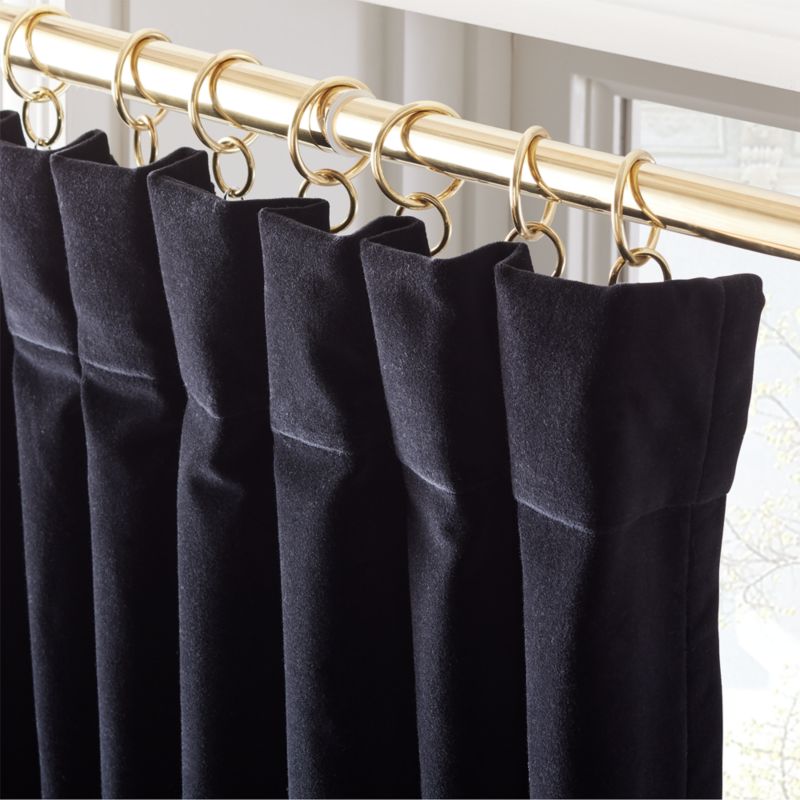 Black Organic Cotton Velvet Window Curtain Panel 48"x84'' - image 2 of 6