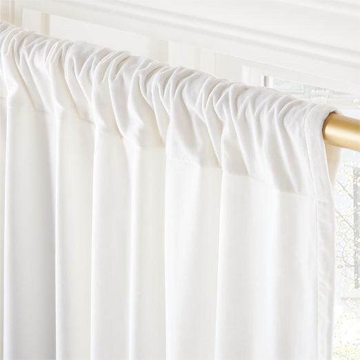 Bright White Organic Cotton Velvet Window Curtain Panel 48"x108''