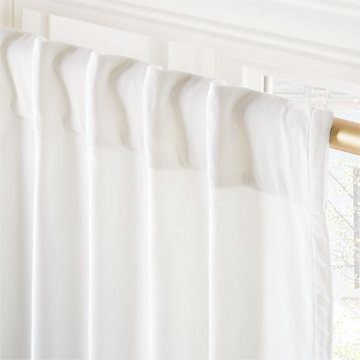 Bright White Organic Cotton Velvet Window Curtain Panel 48"x108''