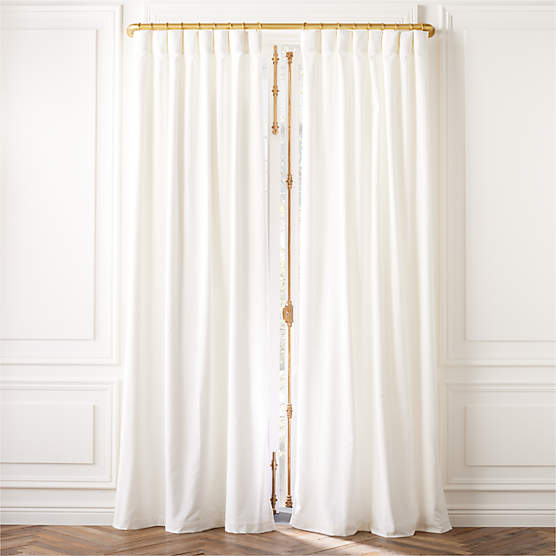 Cool White Organic Cotton Velvet Window Curtain Panel 48"x108''