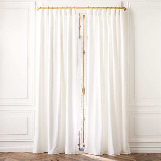 Bright White Organic Cotton Velvet Window Curtain Panel 48"x108''