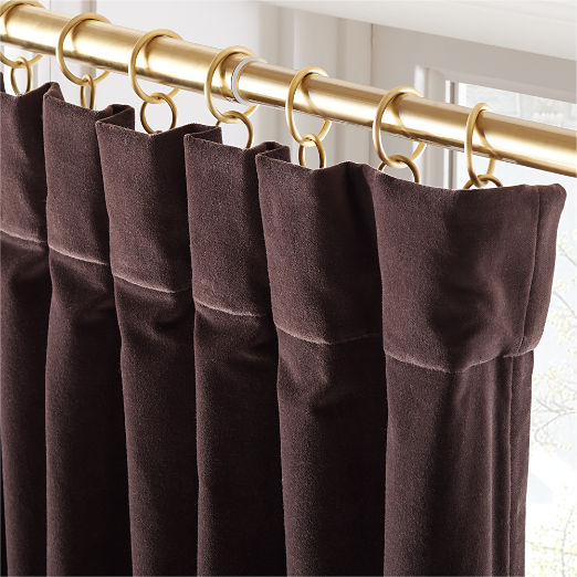 Chocolate Brown Velvet Window Curtain Panel 48''x108''