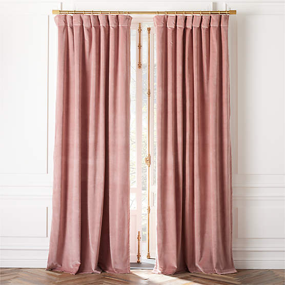 Smoked Mauve Organic Cotton Velvet Window Curtain Panel 48"x120''