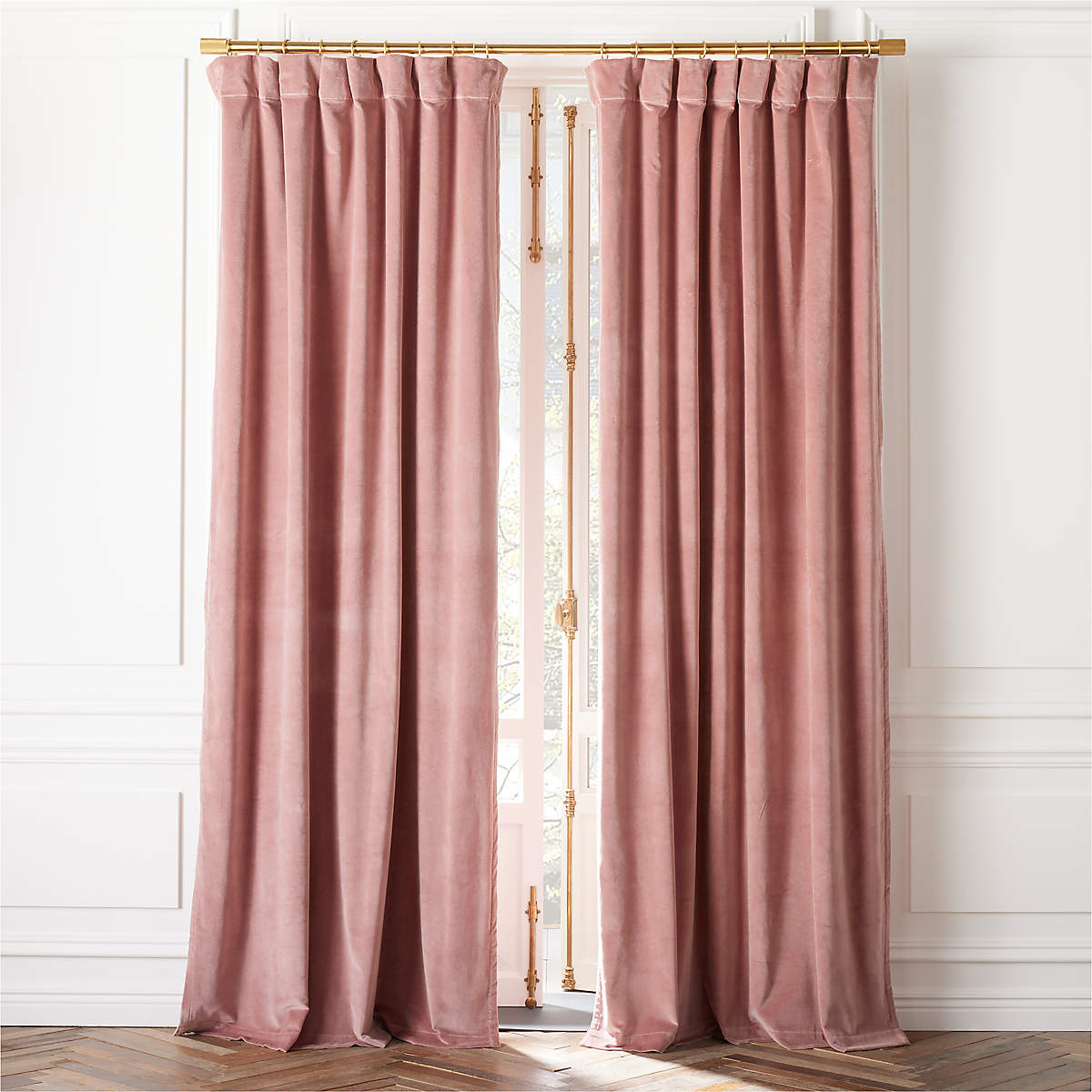 Smoked Mauve Organic Cotton Velvet Window Curtain Panel 48"x108