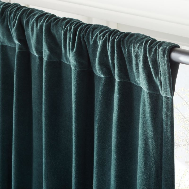 Dark Green Organic Cotton Velvet Window Curtain Panel 48"x84'' - image 3 of 6