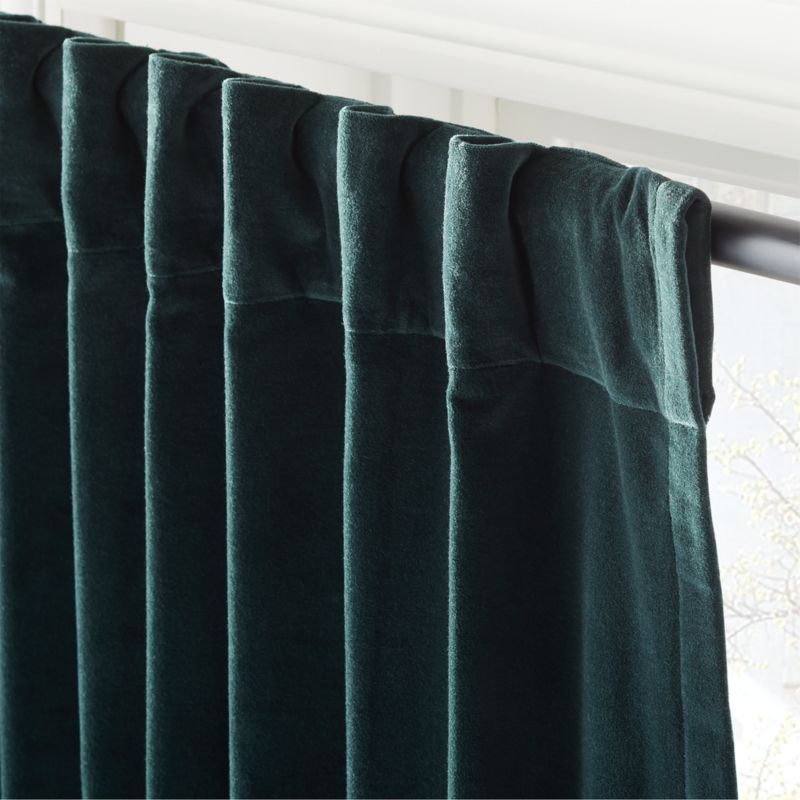 Dark Green Organic Cotton Velvet Window Curtain Panel 48"x84'' - image 4 of 6